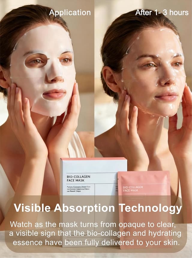 Detalle de YZ&YL Collagen Maske (5 Stück) – Nachtmaske mit Kollagen, Hyaluron & Niacinamid