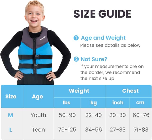 Detalle 2 de Gogokids Youth Swim Vest (50-90 lbs & 75-125 lbs) — Soft Neoprene Swim Jacket with Adjustable Straps