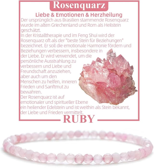 Detalle de Ruby Bracciale pietre naturali 4 mm