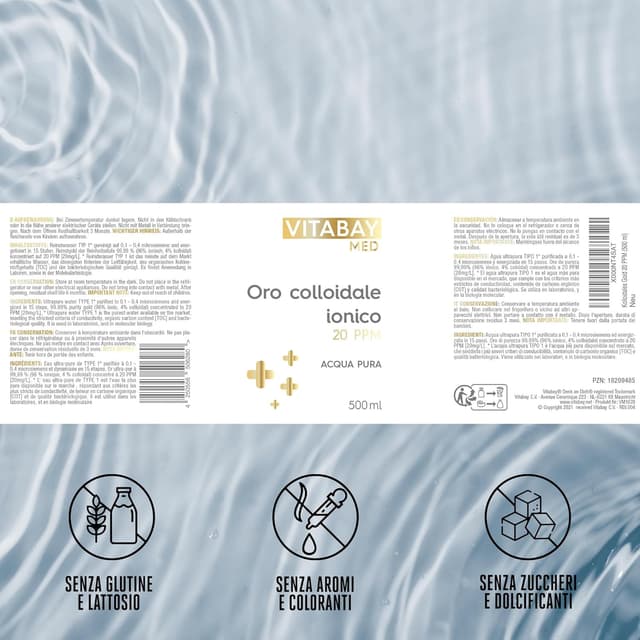 Thumbnail 6 de Vitabay Oro colloidale 20 ppm 500 ml
