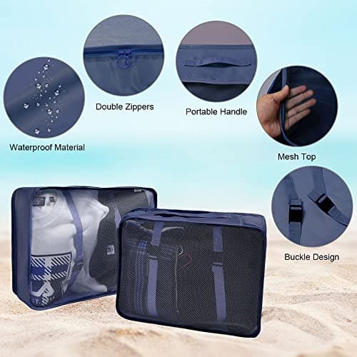 Detalle de OSDUE organizadores para maletas (8 set) con hebilla y neceser impermeable azul marino