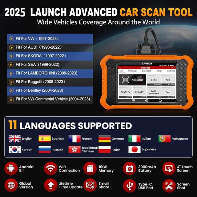 Detalle de LAUNCH X431 Elite 2.0 Pro valise diagnostic bidirectionnelle V.A.G (VW, Audi, Skoda, Seat)