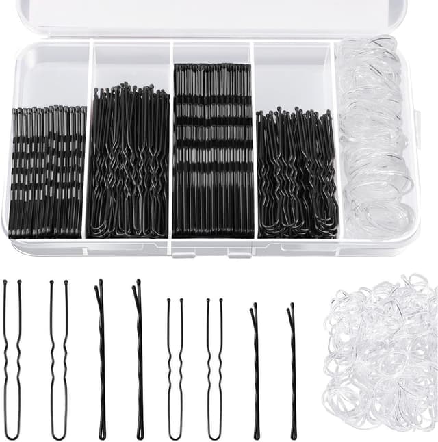 Detalle de Set Xynovate da 300 forcine per capelli, mollette e fermagli invisibili con cerchietti trasparenti