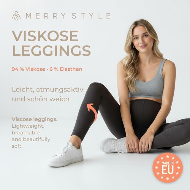 Detalle de Merry Style Damen lange Umstandsleggings aus Viskose MS10-297