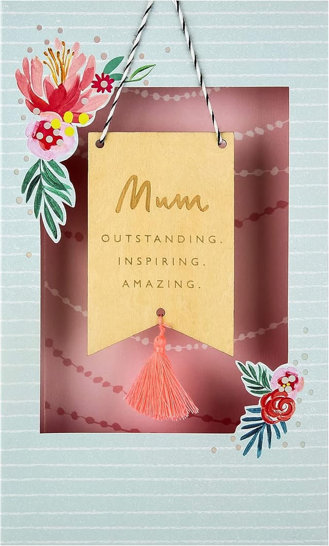 Detalle de Hallmark Mother’s Day Card for Mum (3D & Pop Up) with Wooden Hanging Keepsake Decoration
