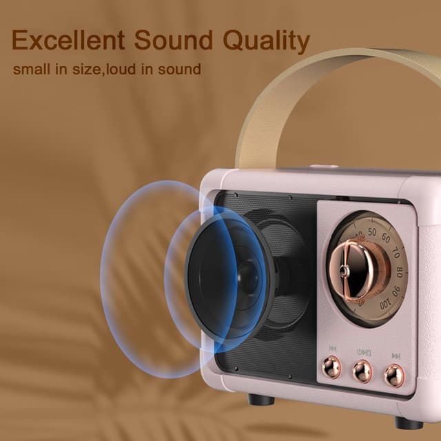 Thumbnail 6 de Caulikine Retro Bluetooth Speaker Portable (Pink) — small wireless speaker for indoor & outdoor listening