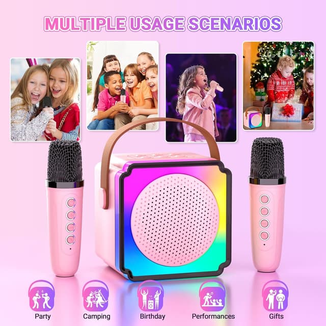 Thumbnail 8 de Anykuu 2 Micrófonos de Karaoke con Luces LED para Niños 🎤