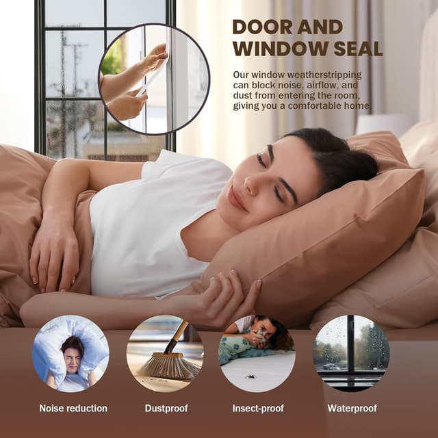 Detalle de HNNHOME Draft Excluder Brush Seal Strip (Self-Adhesive), 5m x 9mm x 5mm, White