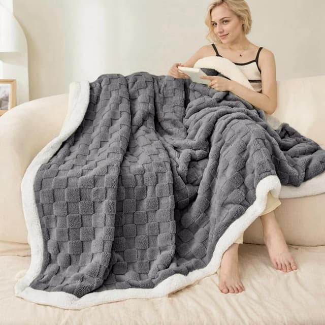 Thumbnail 1 de Gracelife Sherpa-Decke Überwurf 150x200 cm Grau