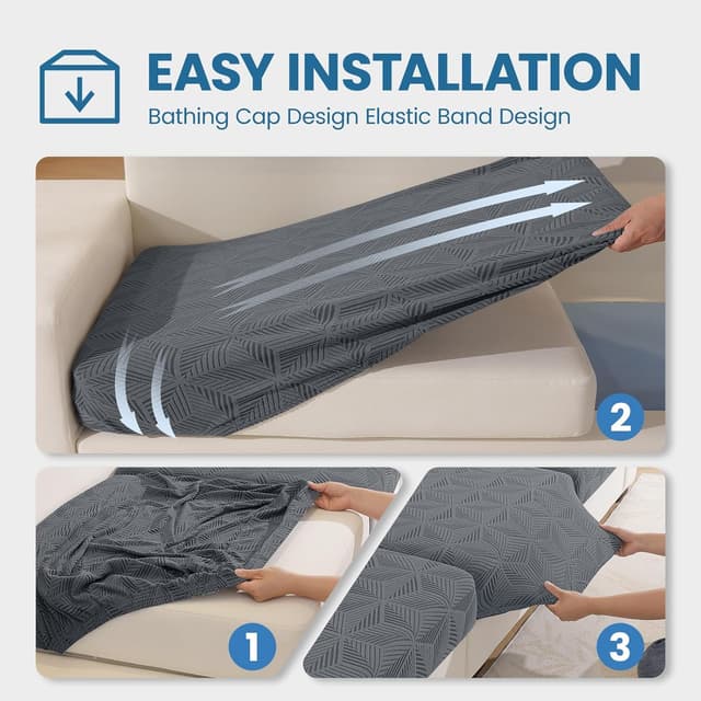 Thumbnail 5 de Ystyle copricuscini divano elasticizzato grigio chiaro per penisola (1 posto*2 + chaise longue)