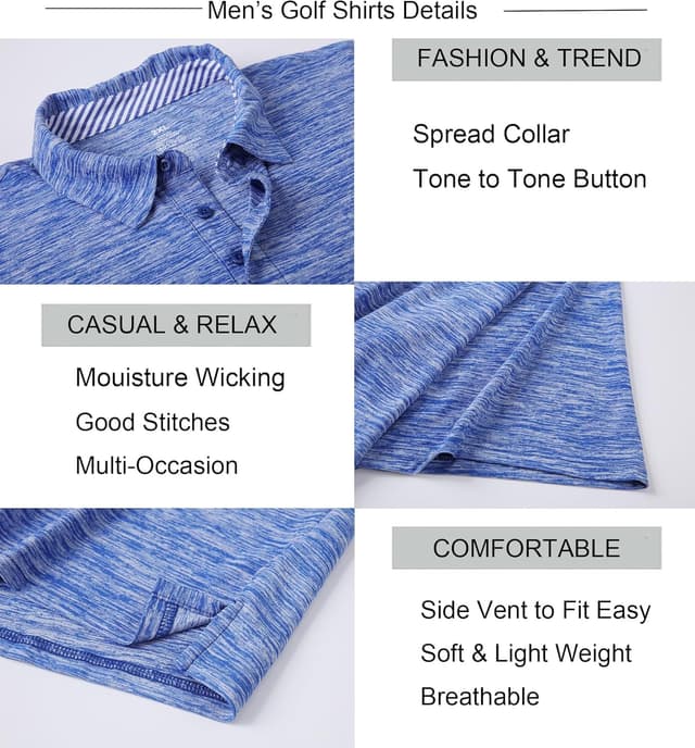 Detalle 2 de Alex Vando Mens Golf Shirt UPF40+