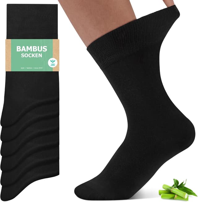 Detalle de FALARY Bambus-Socken 6/12 Paar (Herren & Damen) – superweich, nahtlos & anti-Blasen