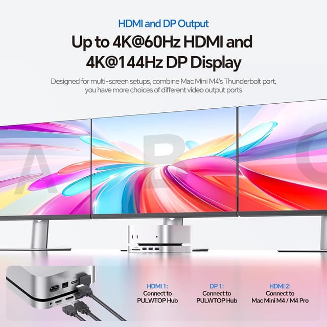 Thumbnail 5 de PULWTOP Mac Mini M4 Dock con 2 monitores