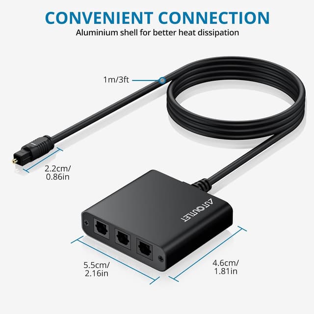 Thumbnail 3 de AUTOUTLET 3-Way Toslink Optical Audio Splitter 1m