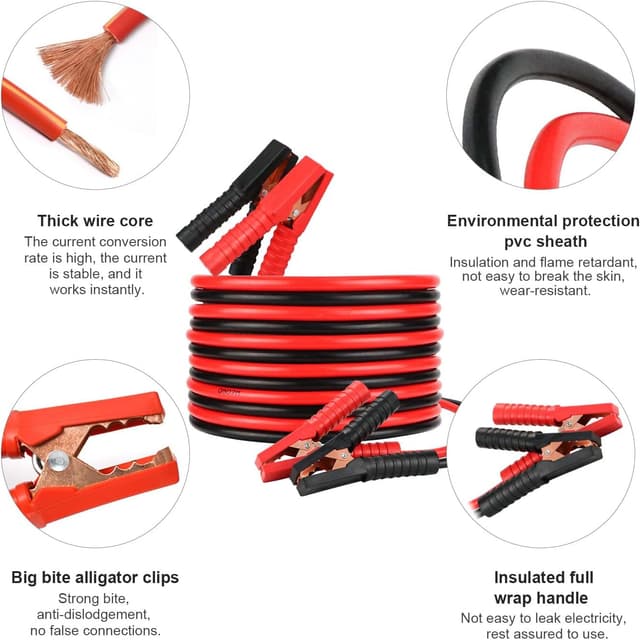 Thumbnail 1 de Jump Leads Car Van Battery Jumper Cables 2000A 4m