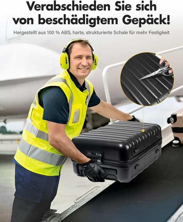 Detalle de Lekesky Handgepäck Koffer 45x36x20 cm (25 l) – Trolley mit TSA-Schloss und 360°-Rollen