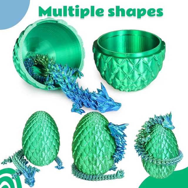 Detalle de Olee Odee Drachenei 3D-gedrucktes Fidget-Spielzeug (Weihnachtsgrün) mit Schnappverschluss