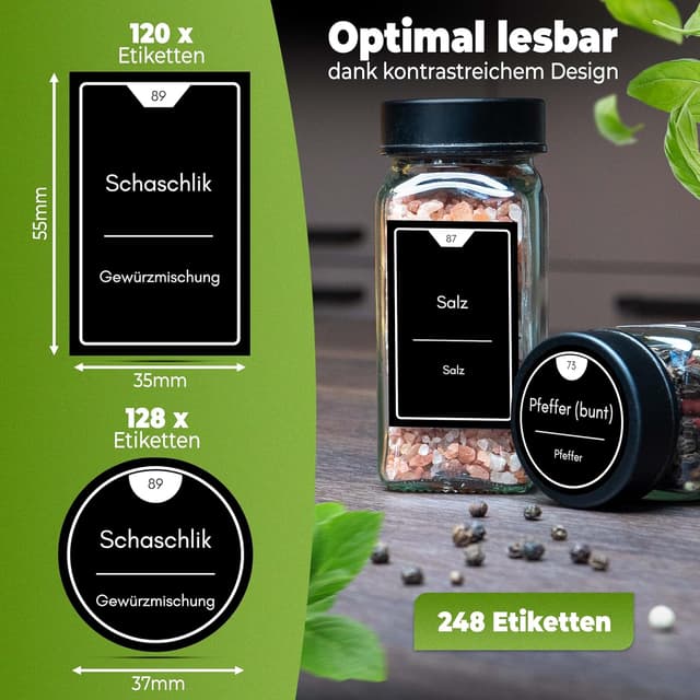 Detalle 2 de CLIDOR Gewürzetiketten 248 Stk Rund & Eckig