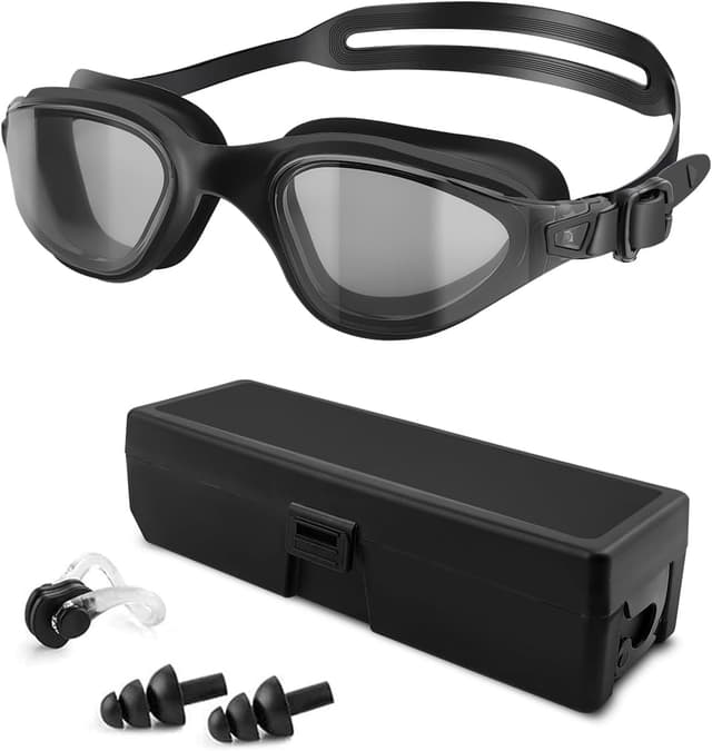 Imagen de Updated Anti-Fog Swimming Goggles for Adults with UV Protection and Secure Fit (Black) – Men & Women en OfertitasTOP