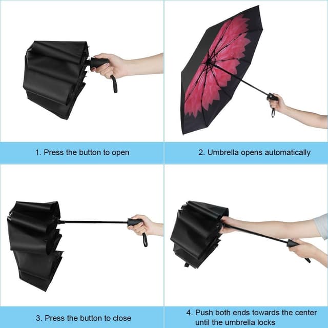 Thumbnail 2 de Aolso Ombrello Pieghevole Antivento con chiusura automatica e UPF 50+, compatto da viaggio