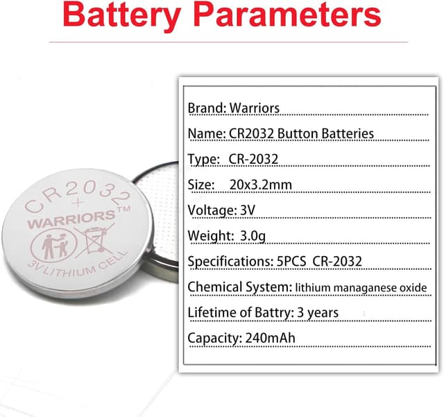 Detalle 2 de CR2032 Knopfzellen 3 V 240 mAh für Geräte
