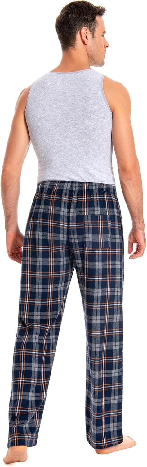 Detalle de JTPW Men’s 100% Cotton Flannel Pyjama/Lounge Bottoms with Pockets – Plaid, Relaxed Fit