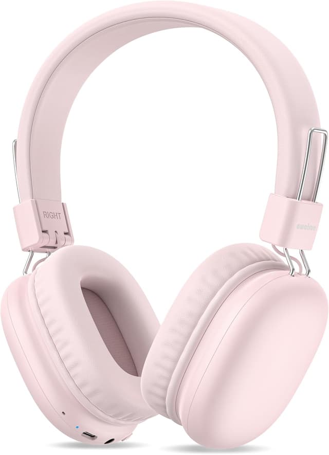 Detalle de awatrue Kids Wireless Headphones with Mic (Bluetooth 5.4) – Over-Ear with Safe Volume Limit