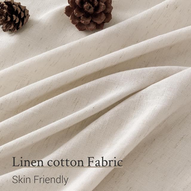 Detalle de Topfinel Oatmeal Beige Pinch Pleated Curtains (84-inch) — 2-Panel Set, Stone-Washed Linen Blend