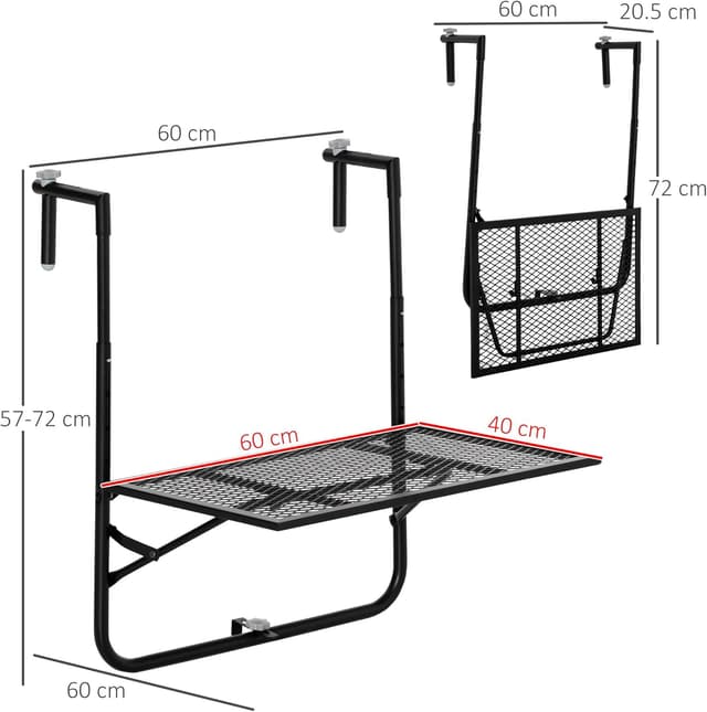 Thumbnail 2 de Outsunny Table de Balcon Suspendue