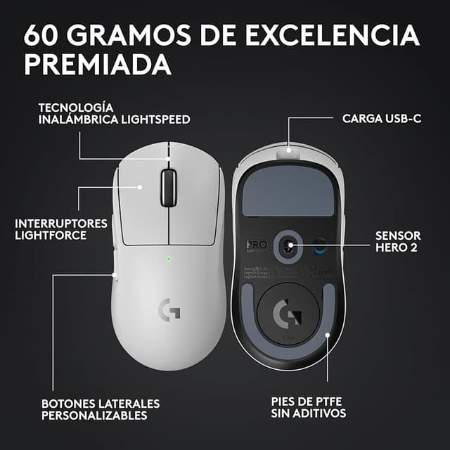 Detalle 2 de Logitech G PRO X SUPERLIGHT 2 Ratón gaming 60 g
