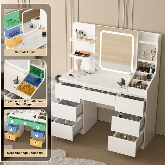 Thumbnail 3 de TRIUMPHKEY Toeletta con Luci LED 7 cassetti 💄