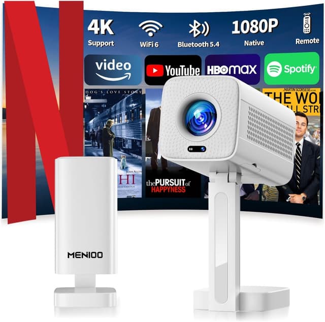 Detalle de MENIOO Mini Projector 4K con WiFi 6, Bluetooth 5.4 e Auto Focus