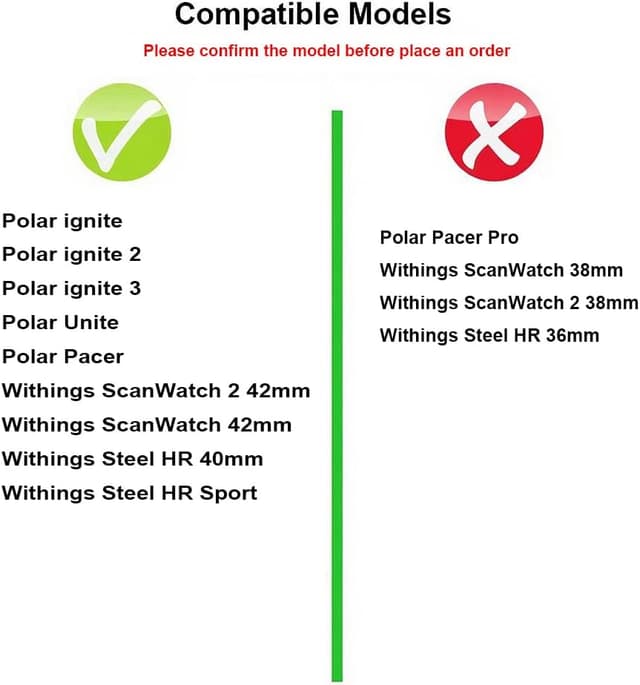 Detalle 2 de 20mm Silicone Replacement Band for Polar ignite 3/ignite2/ignite/Pacer/Unite & Withings ScanWatch 2 (42mm) / Steel HR 40mm / HR Sport