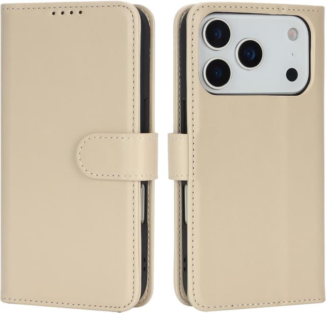 Detalle de Zouzt iPhone 17 Pro Wallet Case with Kickstand, Card Slots & Magnetic Closure (Beige)