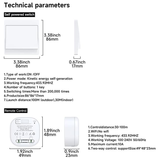 Thumbnail 1 de Cerhot 220V interruptor inalámbrico cinético 433 MHz
