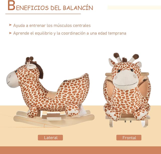Thumbnail 4 de HOMCOM Caballito balancín jirafa 32 canciones 60x33x50 cm