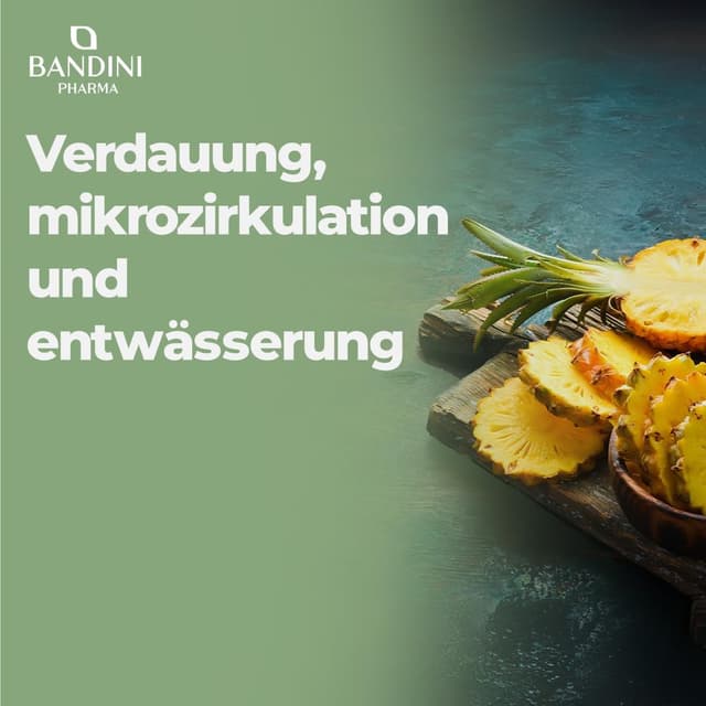 Detalle 2 de Bandini® Bromelain 10.000 F.I.P./g – 200 magen-saftresistente Tabletten für Entwässerung & Blähungen
