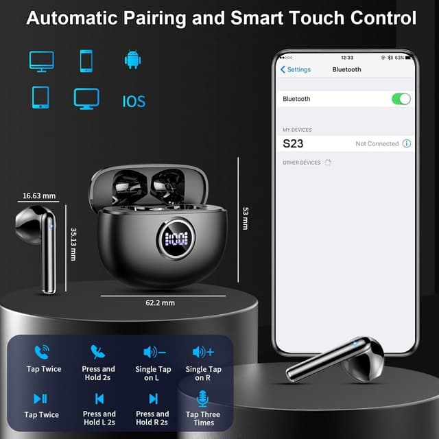 Thumbnail 6 de Drsaec Bluetooth Kopfhörer 6D Bass