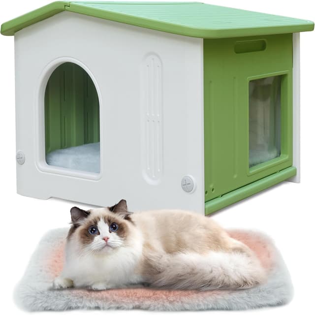 Imagen de Plastic Cat House Outdoor Stackable Shelter en OfertitasTOP