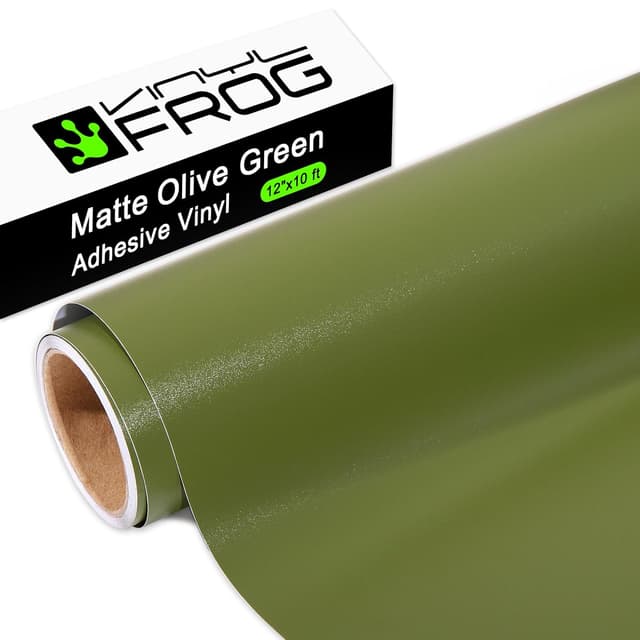 Detalle de Vinyl Frog Matte Olive Green Permanent Adhesive Vinyl Roll (30.5x305cm) for Bottle & Glass Decoration