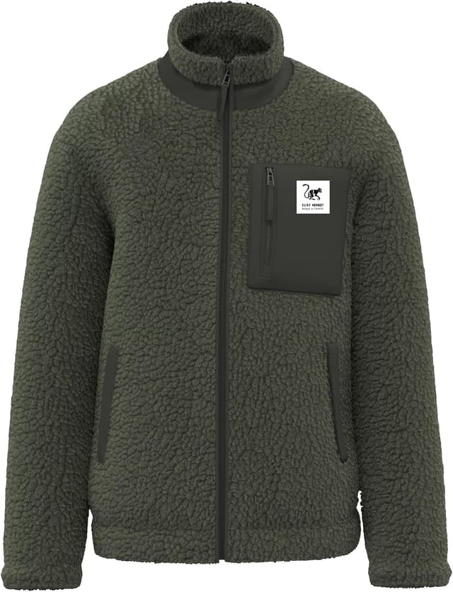 Detalle de Surf Monkey giacca sherpa in pile con zip riciclato (vestibilità classica)