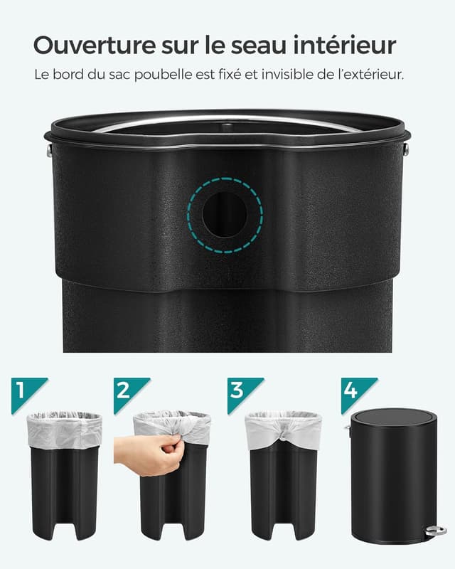 Thumbnail 6 de SONGMICS Poubelle 3L Noir d’Encre