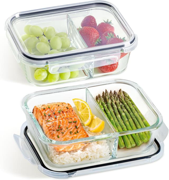 Detalle de Praknu Meal Prep cont3 contenitori in vetro 2 pezzi