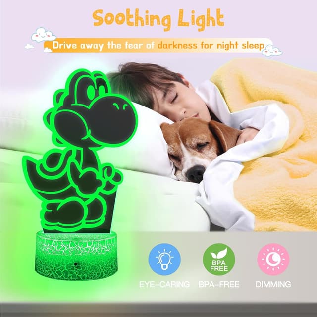 Thumbnail 4 de Eygerur Yoshi 16‑colour 3D night light for kids 🛋