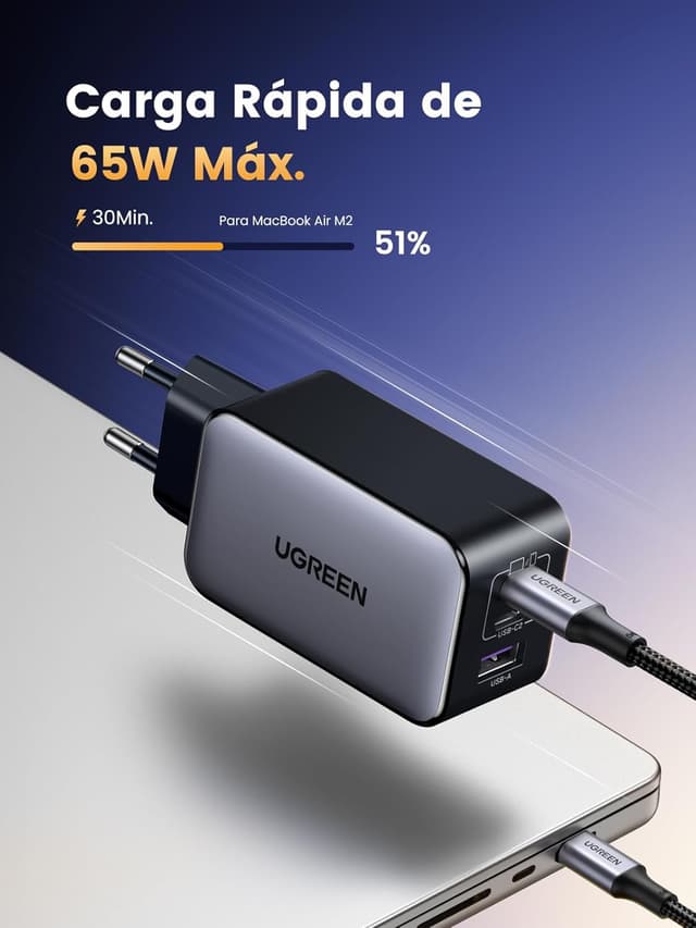 Detalle de UGREEN Nexode Cargador USB C 65W