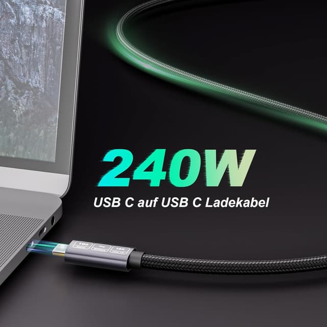 Detalle de EUDOBEL USB 4 V2.0 / Thunderbolt 5 Kabel 0,5 m (80 Gbit/s, bis 240 W, 16K/8K) unidirektionale Bandbreite