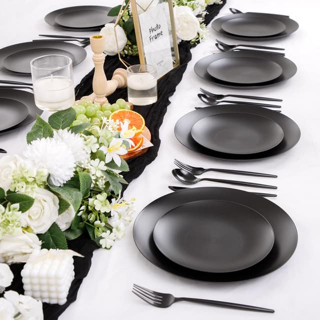 Thumbnail 6 de EI 150pcs Black Plastic Plates 10.25" dinner plates 🍽