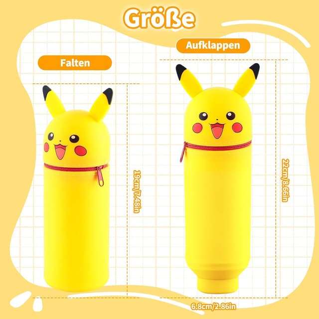 Detalle 2 de Hkyiowdp Silikon-Federmäppchen mit Zip-Deckel (Blau, Cartoon-Motiv) – Silikontasche Etui