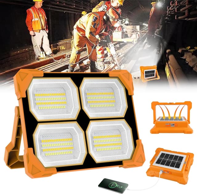 Thumbnail 6 de T-SUN Faro luce LED portatile 60W con batteria ricaricabile e pannello USB/Sole, 4 modalità e base magnetica