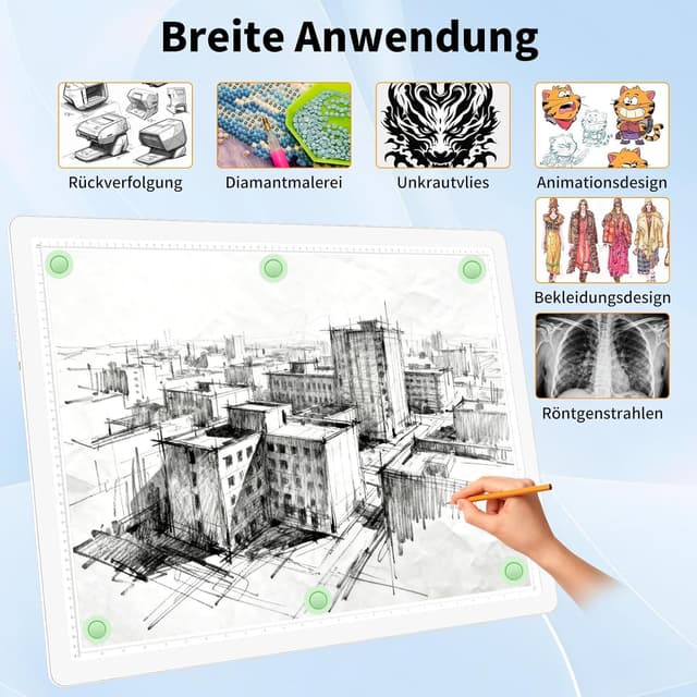 Thumbnail 6 de TOHETO A2 Leuchttisch für Diamantmalerei (64 × 46,6 cm) – kabellose Lichtbox mit Magneten und Akku